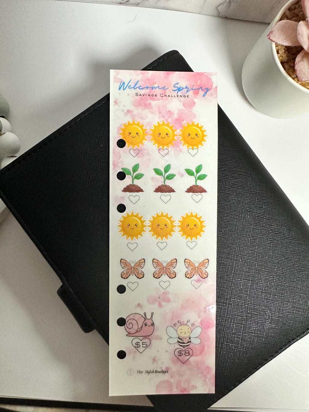 Welcome Spring - A6 Bookmark Savings Challenge