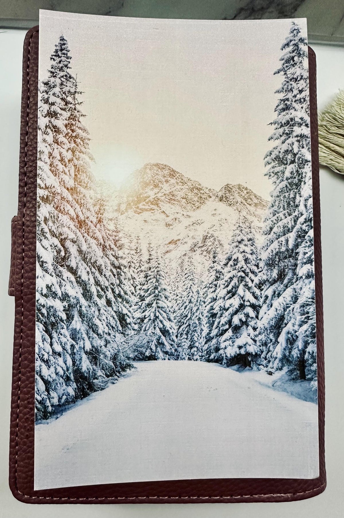 Snowy Christmas Mountain-Linen Dashboard