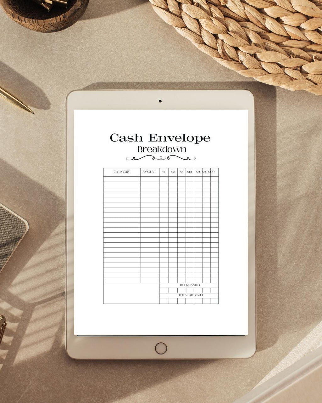 Cash Envelope Breakdown Sheet - Printable